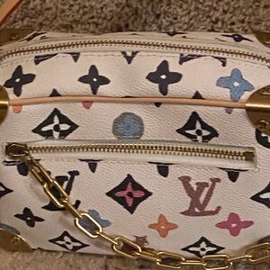 Stylish Multicolor Crossbody Bag with Gold Accents